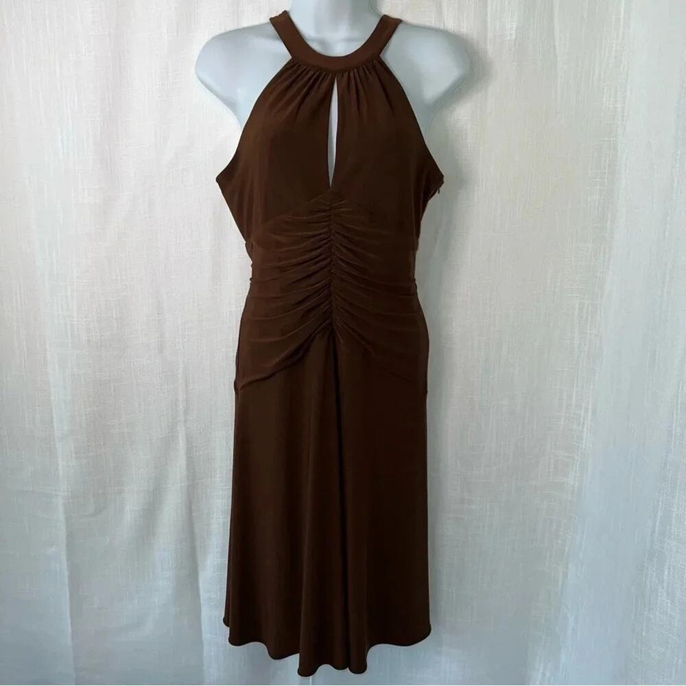 Y2k Nine‎ West Dress Brown Fit And Flare Keyhole Cutout Bodice Size 4